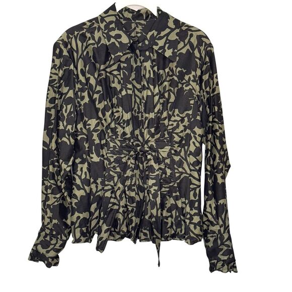 Vtg Yves Saint Laurent Shirt Size 38 Floral Print Silk Tie Waist Designer Blouse - Picture 1 of 9